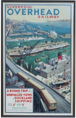 Poster LIVERPOOL OVERHEAD RAILWAY by W.T. Double Royal 25in x 40in and has been professionally