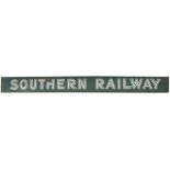 SR Quad Royal enamel poster board heading SOUTHERN RAILWAY in sunshine lettering. One of a pair