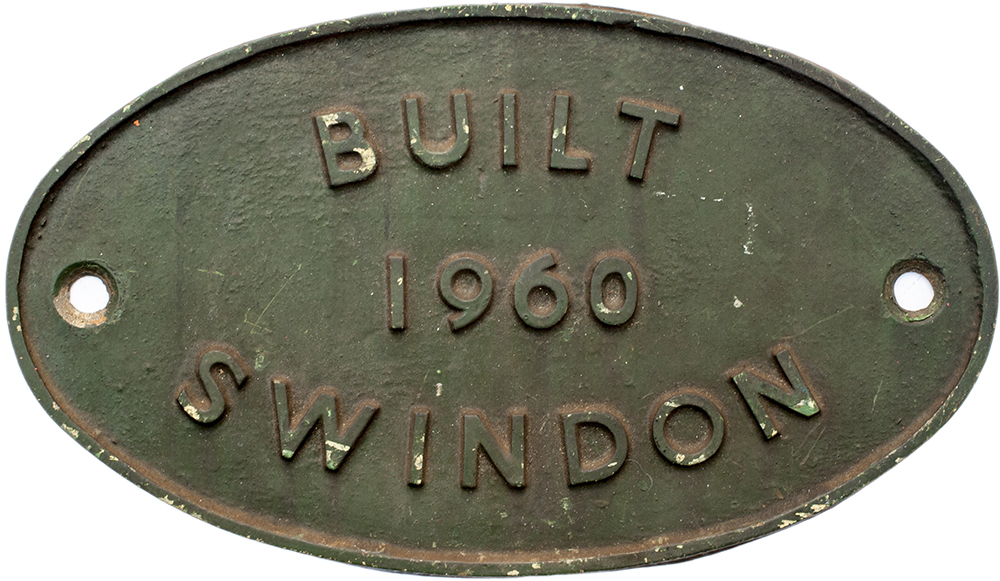 Diesel worksplate oval cast iron BUILT 1960 SWINDON ex BR Class 03 0-6-0 DM in the number series