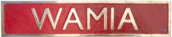 Nameplate WAMIA ex East African Railways Tribal Class 31 2-8-4 No3146 which was the last of the