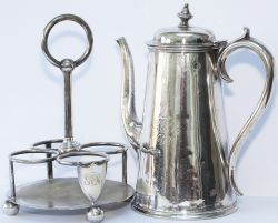 Great Eastern Railway Elkington silver plated Coffee Pot inscribed with GER DC and Batswing to the