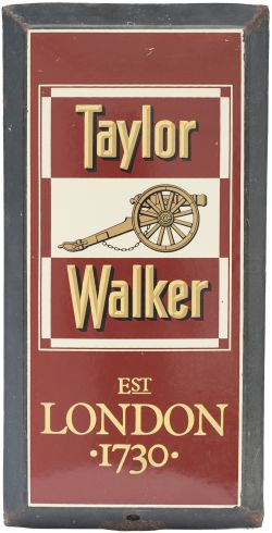Advertising enamel brewery sign TAYLOR WALKER EST LONDON 1730 with image of a field gun. Measures
