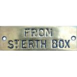 GWR hand engraved brass shelf plate FROM ST ERTH BOX. Ex Hayle signal box, measures 4.5in x 1.5in.