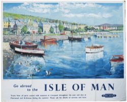 Poster BR GO ABROAD TO THE ISLE OF MAN PORT ST MARY by Peter Collins. Quad Royal 40in x 50in and