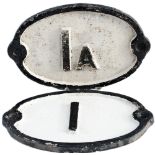 A pair of North Eastern Railway cast iron bridge plates number 1 and 1A. In very good condition.