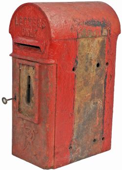 Victorian cast bread box type post box complete with original lock and key. Stands 20in tall x 8in