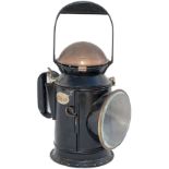 GWR 3 aspect pre grouping coppertop handlamp complete with GWR etched glass, GWR stamped copper