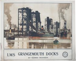 LMS poster GRANGEMOUTH DOCKS by Norman Wilkinson. Quad Royal 40in x 50in. No43 of the LMS The Best