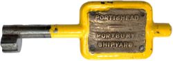 GWR/BR-W Tyers No9 single line steel key token with brass plate PORTISHEAD - PORTBURY SHIPYARD,
