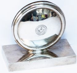 LMS silverplate menu holder marked LONDON MIDLAND & SCOTTISH RAILWAY with CoA to the front and