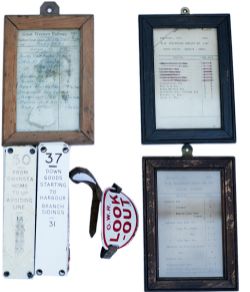 GWR miscellany consisting of: 3 framed and glazed telephone circuit notices; Jersey Marine - Morlais