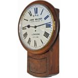 South Eastern Railway 14in walnut cased drop dial English fusee railway clock. The case with a