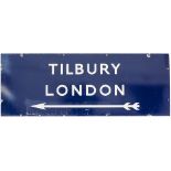 BR(E) enamel sign TILBURY LONDON with left facing arrow measuring 48in x 18in. In very good