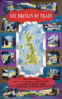 Poster BR SEE BRITAIN BY TRAIN by Reginald Lander. Double Royal 25in x 40in. In good condition