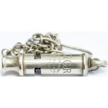 Great Central Railway nickel plated brass Police whistle, stamped G.C.R Dowler & Sons Graham St