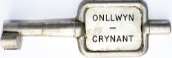 GWR/BR-W Tyers No9 single line aluminium key token ONLLWYN - CRYANT, Configuration C. In ex