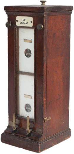 GWR mahogany cased double slot / signal repeater complete with brass battery levers and ivorine