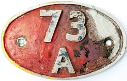 Shedplate 73A Stewarts Lane ex Class 73 73133 named Bluebell Railway. The plate has had a repair