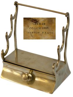 Lancashire and Yorkshire Railway brass pen stand with integral nib drawer, stamped in the base L&