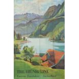 Poster Swiss Federal Railways THE BRUNIG LINE LUCERNE - INTERLAKEN SWITZERLAND by Fritz Zbinden.