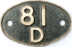 Shedplate 81D Reading 1950-1973 with sub sheds Basingstoke WR to 1950 and Henley On Thames to