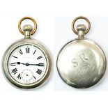 SR nickel cased Guards pocket watch by Record, Swiss Record 15 Jewel movement top wound top set.