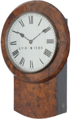 Lancashire and Yorkshire Railway 12 inch walnut cased English fusee railway clock supplied to the