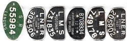 A selection of 6 wagon plates consisting of D plates: LMS 12 TONS, BR ASHFORD 12 TONS, LMS 20