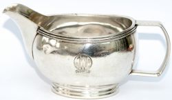 GWR silverplate Sauce Boat marked on the side with GWR in roundel Hotels and base marked Elkington