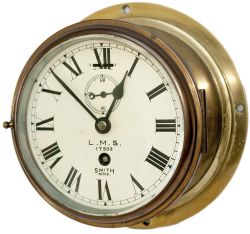 London Midland and Scottish Railway 8 inch Brass cased ships type clock. Original dial lettered L.
