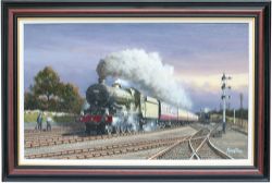 Original oil painting on canvas of GWR Castle 4-6-0 7026 TENBY CASTLE at the top of Hatton Bank