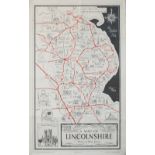 Poster BR(E) A MAP OF LINCOLNSHIRE with small images of major towns, places of interest, etc. Double