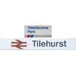 A pair of modern image screen printed aluminium station signs WESTBOURNE PARK NETWORK SOUTHEAST