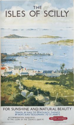 Poster BR(W) THE ISLES OF SCILLY FOR SUNSHINE AND NATURAL BEAUTY by John Smith. Double Royal 25in