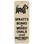 Enamel advertising finger plate sign SPRATT'S BONIO MIXED OVALS AND WEETMEET. Measures 8in x 2.