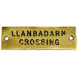 GWR machine engraved brass shelf plate LLANBADARN CROSSING. Measures 4.75in a 1.5in and is in very