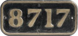 GWR brass cabside numberplate 8717 ex Collett 0-6-0 PT built at Beyer Peacock in 1931. Allocated