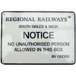 Regional Railways signal box door notice REGIONAL RAILWAYS SOUTH WALES & WEST NOTICE NO UNAUTHORISED