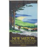 Poster BR(S) NEW MILTON BARTON-ON-SEA MILFORD-ON-SEA TWIXT NEW FOREST AND SEA by V. L. Danvers