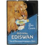 Advertising enamel sign ROYAL EDISWAN THE KING OF LAMPS FROM ALL ELECTRICIANS, IRONMONGERS & STORES.