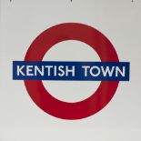 London Underground enamel target / Bullseye sign KENTISH TOWN measuring 25.5in x 25.5in. In mint