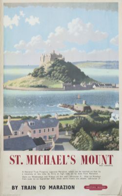 Poster BR(W) ST MICHAELS MOUNT WEST CORNWALL by Donald Lampitt. Double Royal 25in x 40in. In good