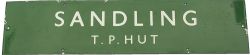 BR(S) enamel sign SANDLING T.P. HUT measuring 26in x 6in. In very good condition with a few small