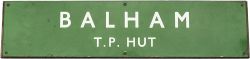 BR(S) enamel sign BALHAM T.P. HUT measuring 26in x 6in. In excellent condition mounted on its