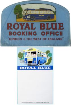 Bus motoring advertising glass panel ROYAL BLUE BOOKING OFFICE LONDON & THE WEST OF ENGLAND.