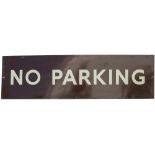 BR(W) enamel sign NO PARKING. In good condition with a few areas of restoration. Measures 42in x