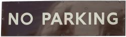 BR(W) enamel sign NO PARKING. In good condition with a few areas of restoration. Measures 42in x