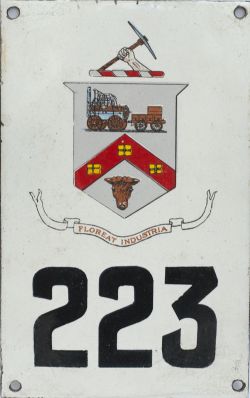 Darlington Tram/ Bus Corporation enamel numberplate 223 with full Coat Of Arms depicting