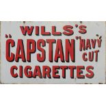 Advertising enamel sign WILLS'S CAPSTAN NAVY CUT CIGARETTES on one side, the other side WILLS'S STAR