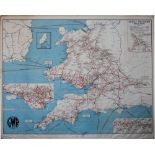 Poster GWR MAP OF THE SYSTEM with GWR roundel. Quad Royal 40in x 50in. In very good condition.